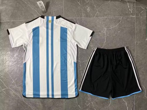 2022 world champion Three stars Argentina home kids kit with sock