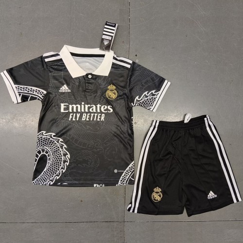 23/24 Real Madrid kids kit with socks Dragon pattern black