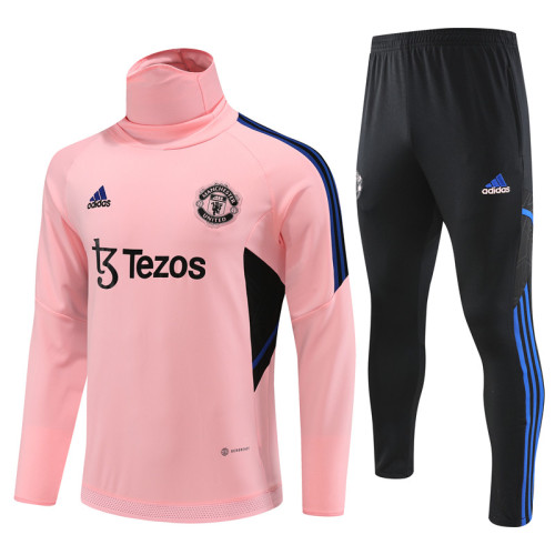 23/24 Manchester United kids pink High-Neck training suit