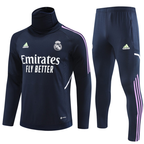 23/24 Real Madrid Royal blue High-Neck training suit