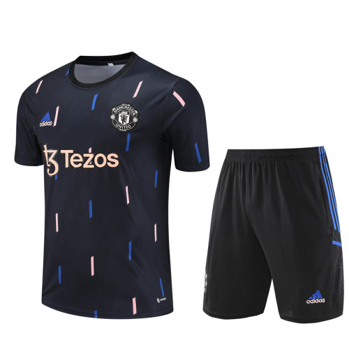 23/24 Manchester United kids Short sleeve black training suit
