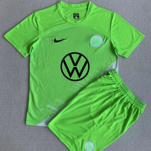 23/24 VfL Wolfsburg home kids kit football jersey