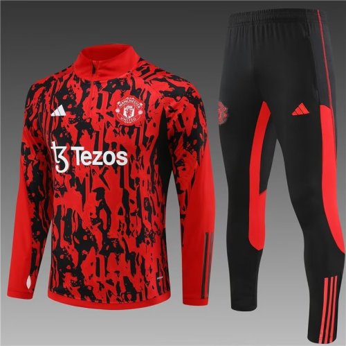 23/24 Manchester United kids Camouflage red training suit