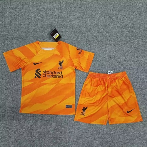 23/24 Liverpool orange goalkeeper kids kit with socks
