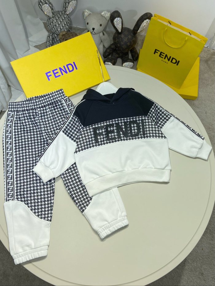 FENDI Kids black white hoodie with pants