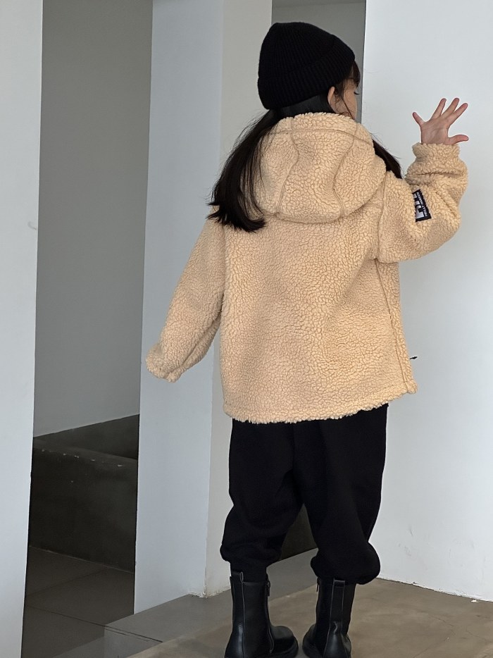 HH kids yellow lamb wool coat