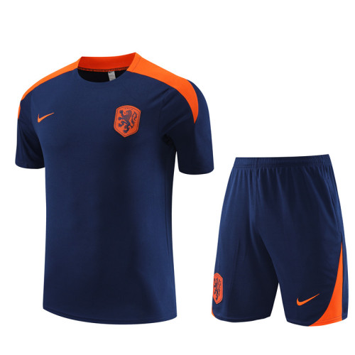 24/25 Netherlands kids short -sleeved Royal blue training suit
