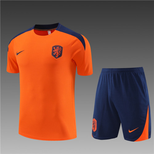 24/25 Netherlands kids short -sleeved orange training suit