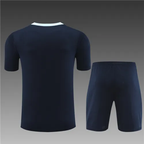 24/25 France kids short -sleeved Dark blue training suit