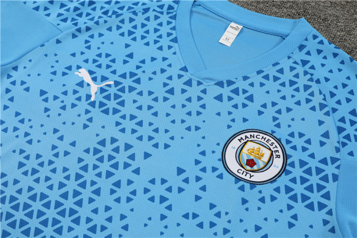 23/24 Manchester City Short sleeve light blue training suit