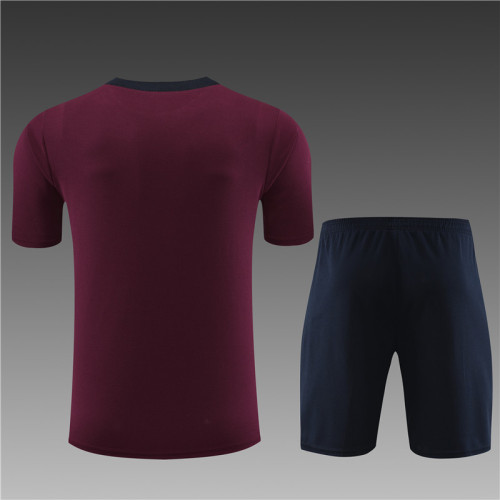 24/25 England short -sleeved bordeaux training suit