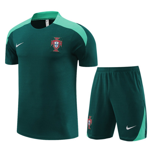 24/25 Portugal kids short -sleeved green training suit
