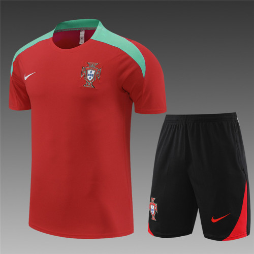 24/25 Portugal kids short -sleeved red training suit