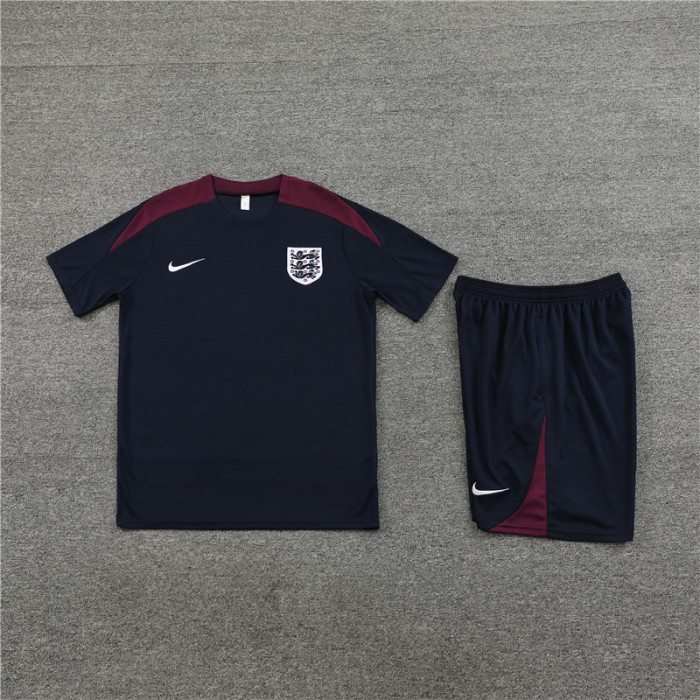 24/25 England kids short -sleeved royal blue training suit