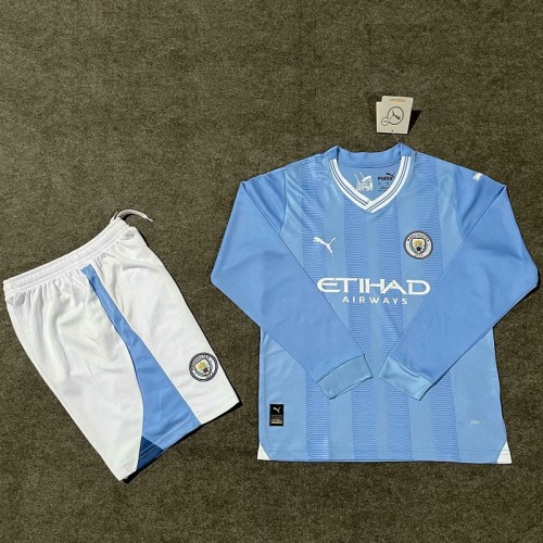 23/24 Manchester City home Long sleeved kids kit with sock
