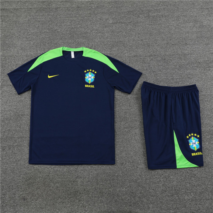 24/25 Brazil kids Short sleeve royal blue training suit