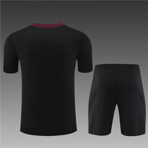 24/25 PSG kids short -sleeved black training suit