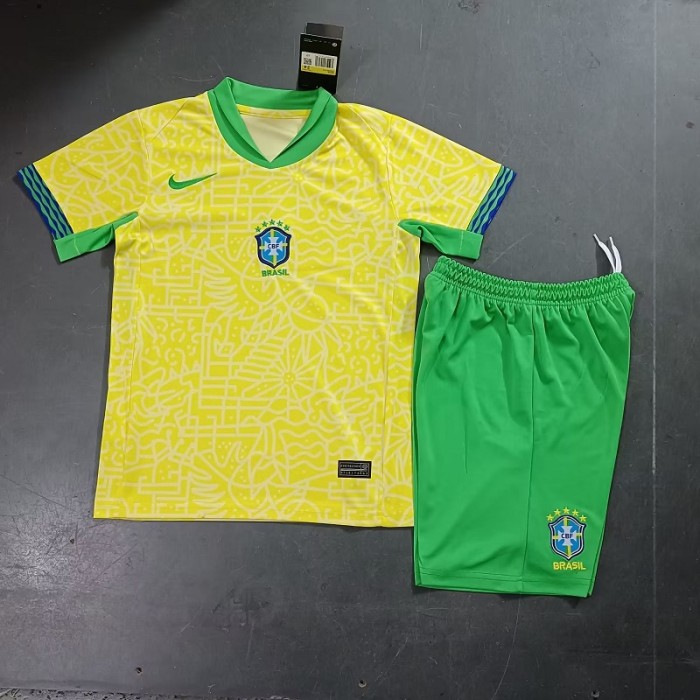 24/25 Brazil home kids kit football Jersey