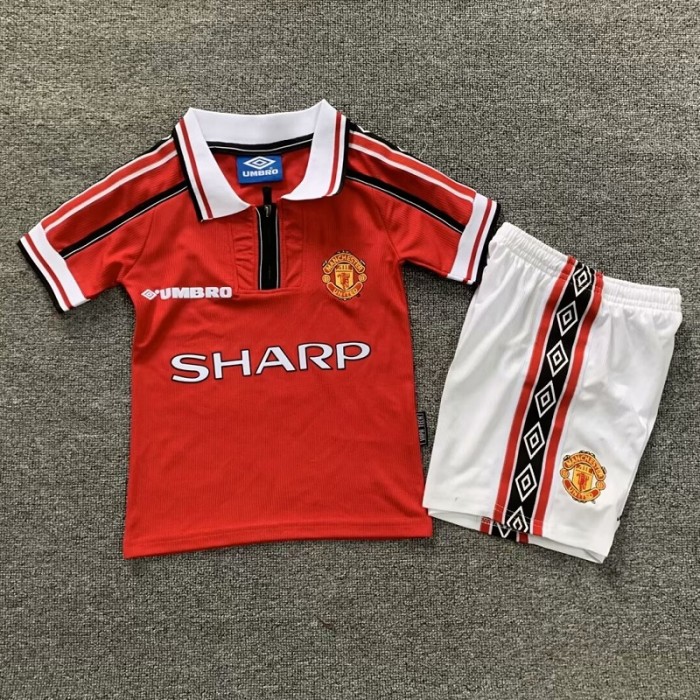 Retro 1998 Manchester United home kids kit