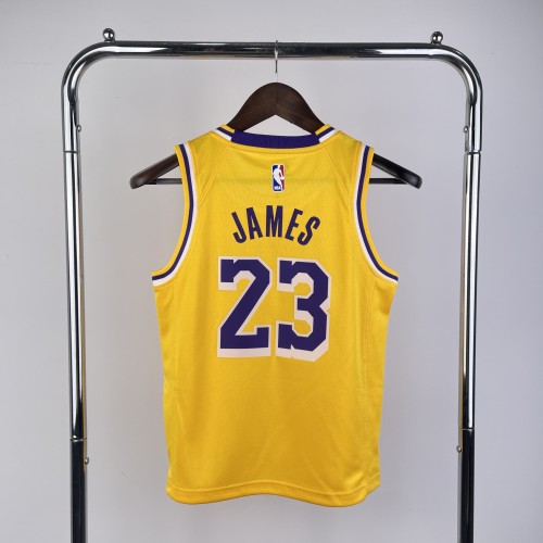 NBA Lakers #23 JAMES kids Basketball Jersey yellow