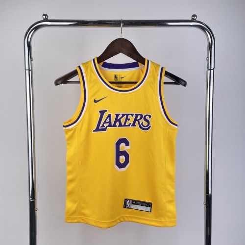 NBA Lakers #6 JAMES kids Basketball Jersey yellow
