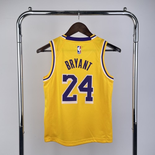 NBA Lakers #24 BRYANT kids Basketball Jersey yellow