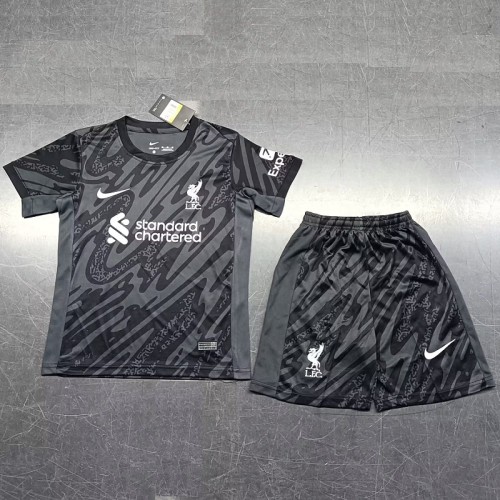 24/25 Liverpool black goalkeeper kids kit Correct version