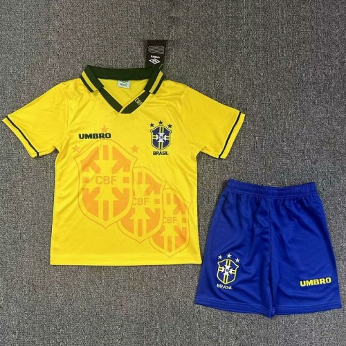 Retro 1994 Brazil home kids kit with sock
