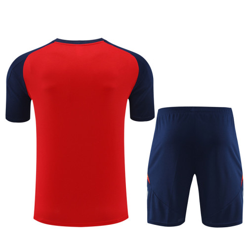 24/25 spain kids short -sleeved training suit red