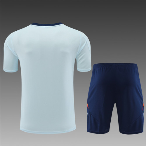 24/25 spain short -sleeved training suit Light blue