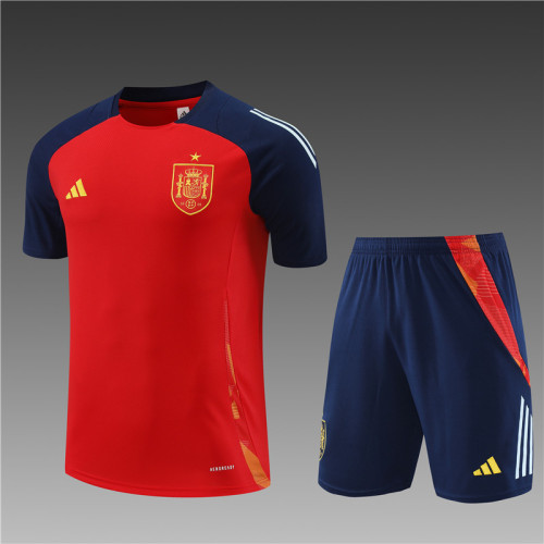 24/25 spain short -sleeved training suit red