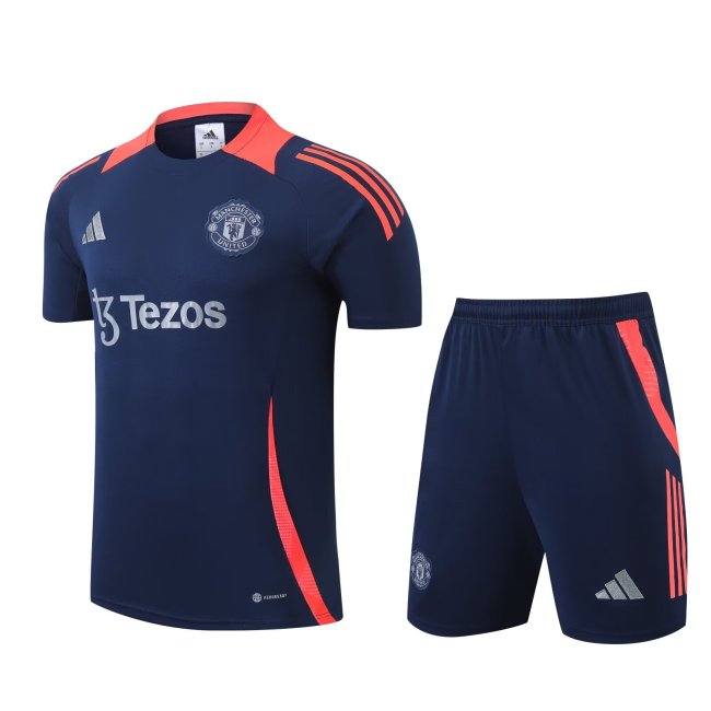 24/25 Manchester United Short sleeve royal blue training suit