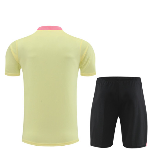 24/25 PSG kids short -sleeved training suit yellow