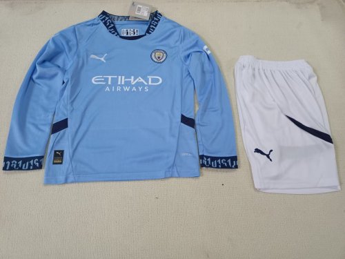 24/25 Manchester City home kids kit Long sleeves