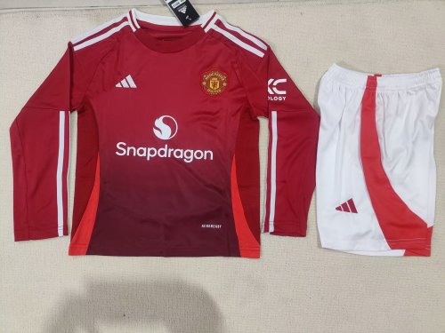 24/25 Manchester United home kids kit Long sleeves