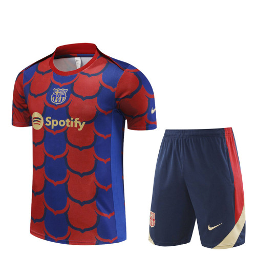 24/25 Barcelona kids Short sleeve training suit Red Blue