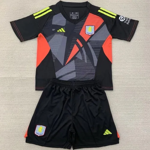 24/25 Aston Villa black goalkeeper kids kit