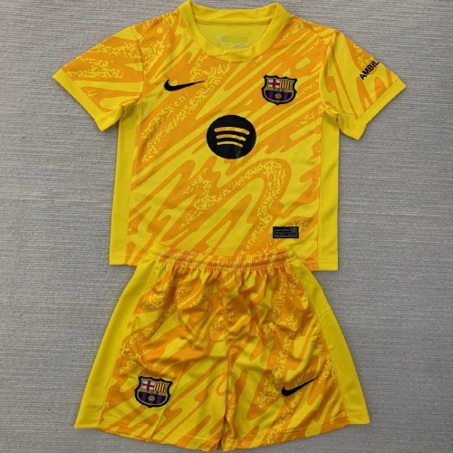 24/25 Barcelona yellow goalkeeper kids kit