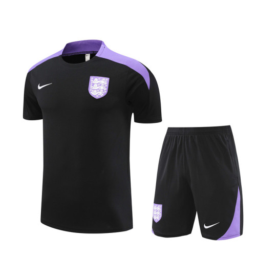 24/25 England kids short -sleeved training suit black