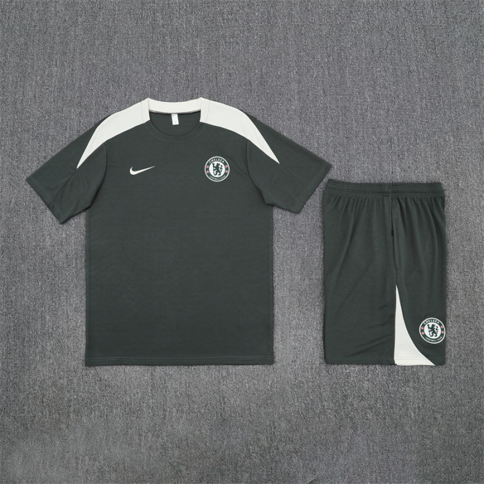25/26 Chelsea kids short sleeved training suit Deep Green