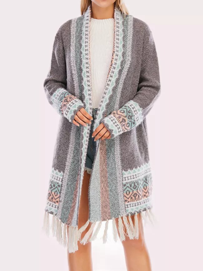 white fur collar cardigan