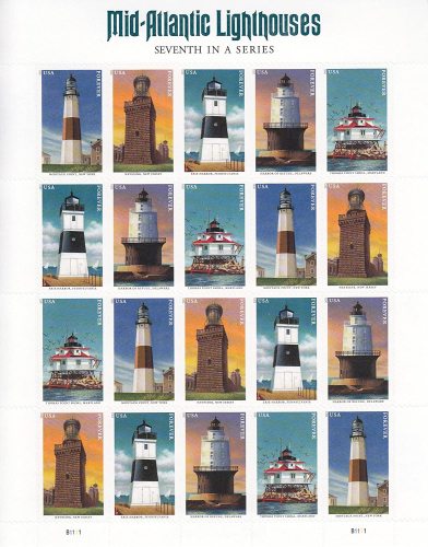 Mid Atlantic Lighthouses 5 Sheet of 20 ，100pcs
