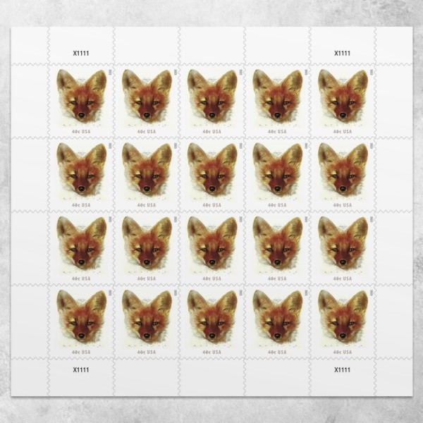 Red Foxes 5 Sheets of 20, 100 pcs