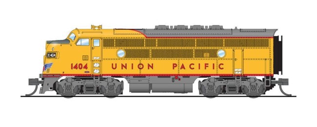 Broadway Limited #6836 EMD F3 A/B UP 1404/1404B Yellow & Gray As-Delivered A-unit Paragon4 Sound/DC/DCC Unpowered B-unit
