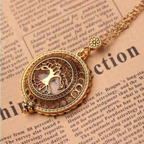 Generic Vintage Reading Magnifying Glass Pendant Golden Chain Jewelry Repair Tool 