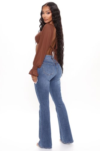 Care To Explain Mid Rise Flare Jeans - Dark Wash