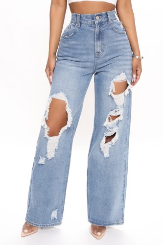 Carly Non Stretch Relaxed Skater Jeans - Light Blue Wash