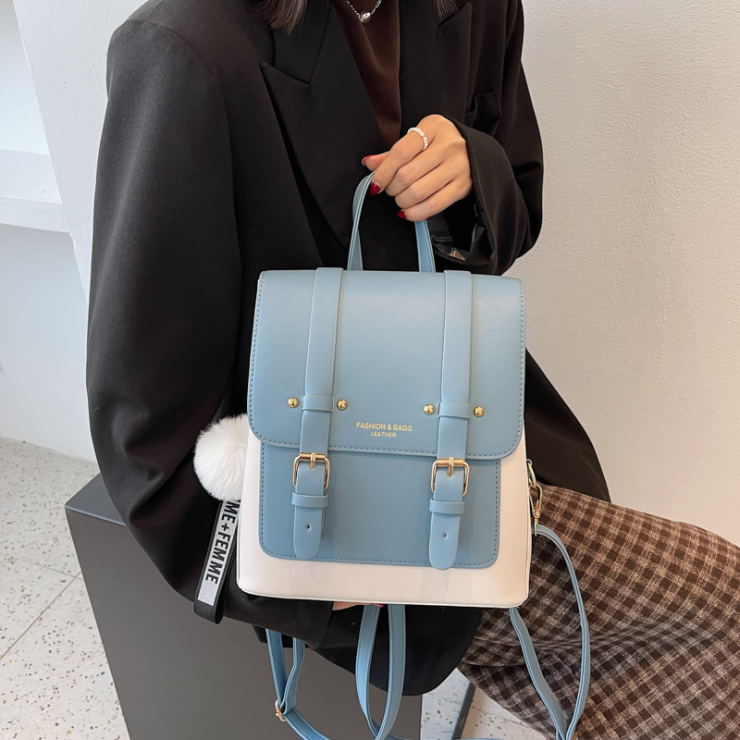 2021 European And American Fashion New Leather Solid Color Backpack