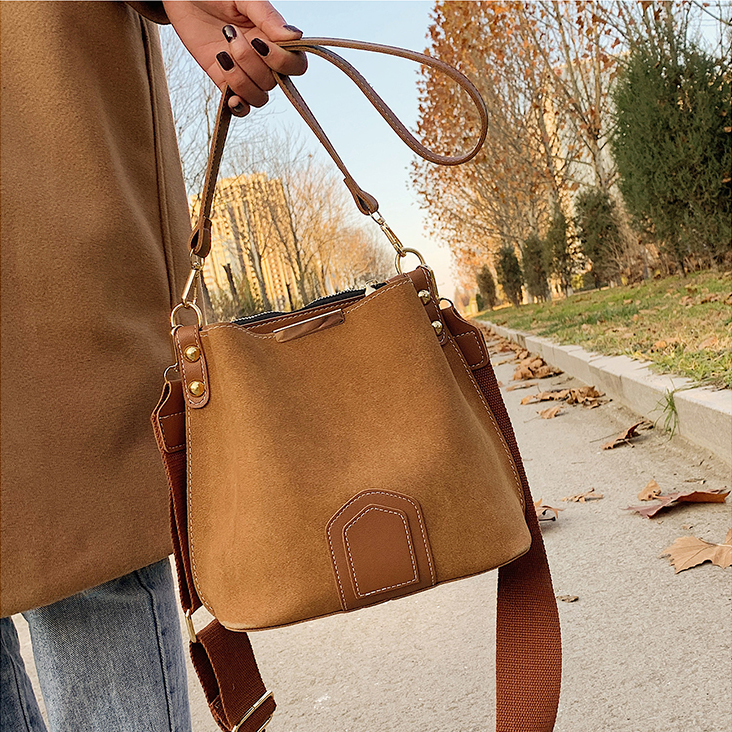 Vintage Scrub Leather Bucket Bags