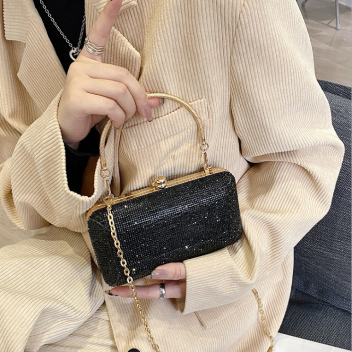 Ladies Satin Clutches Evening Bags Rhinestone